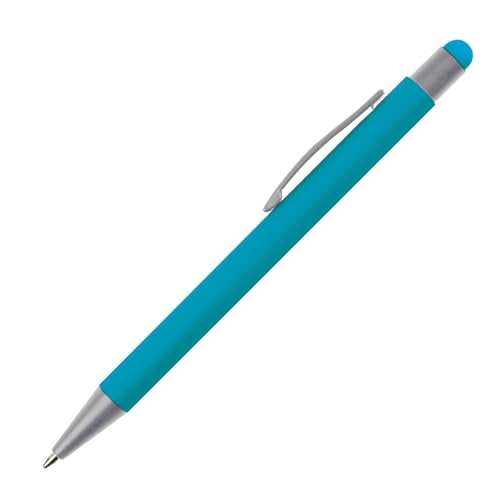 10 Touchpen Kugelschreiber / aus Metall / Farbe: hellblau von Livepac-Office