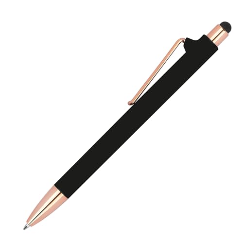 10 Touchpen-Kugelschreiber aus Metall / gummiert / Farbe: roségold-schwarz von Livepac-Office