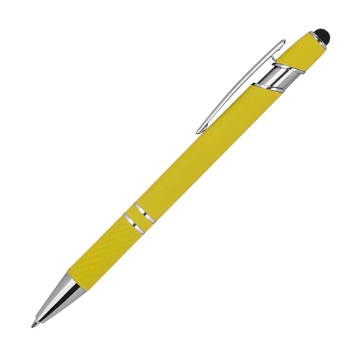 10 Touchpen Kugelschreiber aus Metall / mit Muster / Farbe: gelb von Livepac-Office