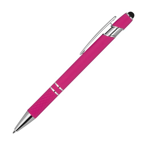 10 Touchpen Kugelschreiber aus Metall / mit Muster / Farbe: pink von Livepac-Office