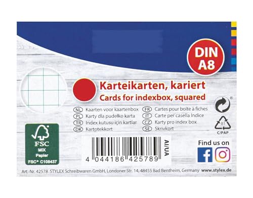 1000 Karteikarten / DIN A8 / weiss / kariert von Livepac-Office