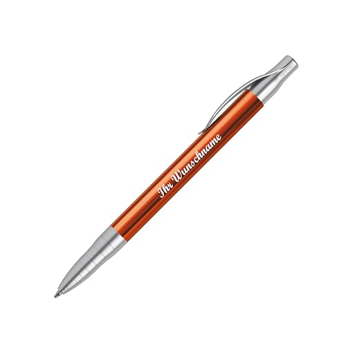 10x Kugelschreiber mit Namensgravur - aus Metall - Farbe: orange von Livepac-Office