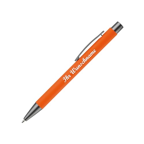 10x Kugelschreiber mit Namensgravur - aus Metall mit Soft-Touch - Farbe: orange von Livepac-Office