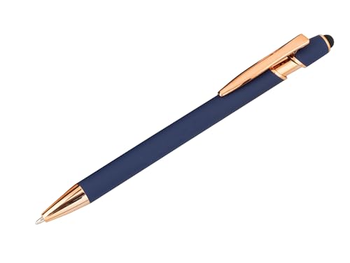 10x Touchpen-Kugelschreiber "Roségold" aus Metall / gummiert / Farbe: blau von Livepac-Office