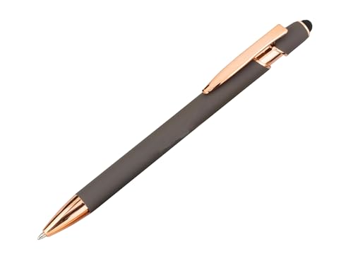 10x Touchpen-Kugelschreiber "Roségold" aus Metall / gummiert / Farbe: grau von Livepac-Office