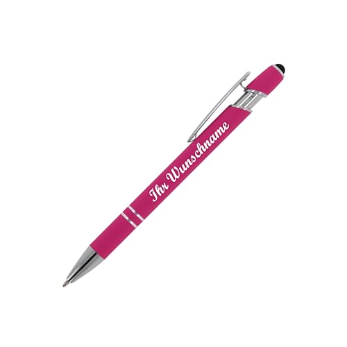 10x Touchpen Kugelschreiber mit Namensgravur - aus Metall - Soft-Touch - pink von Livepac-Office