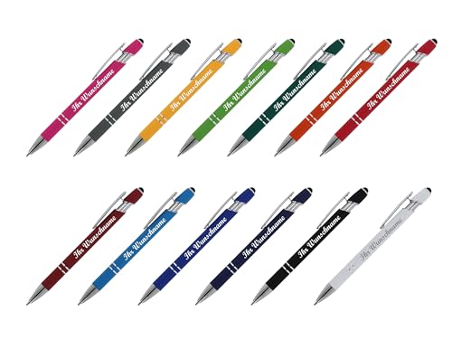 13x Metall-Touchpen Kugelschreiber mit Namensgravur - Soft-Touch - 13 Farben von Livepac-Office