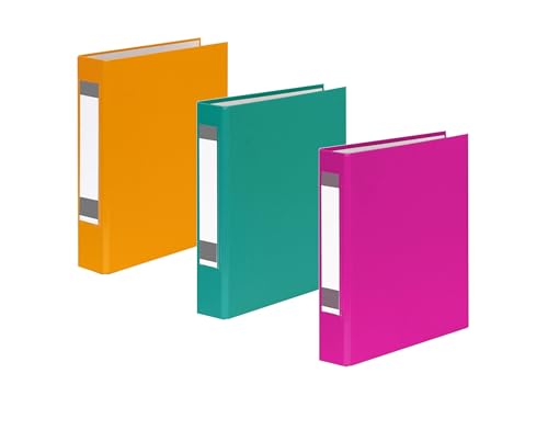 3x Ringbuch mit Rückenschild / DIN A5 / 2-Ring / je 1x gelb, türkis und pink von Livepac-Office