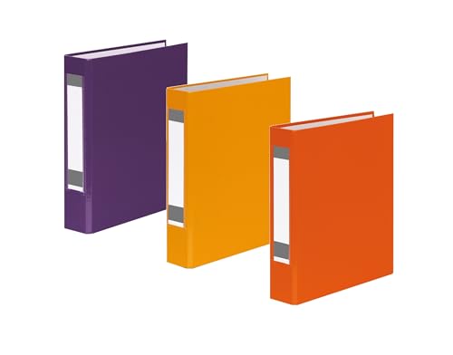 3x Ringbuch mit Rückenschild / DIN A5 / 2-Ring / je 1x lila, gelb und orange von Livepac-Office