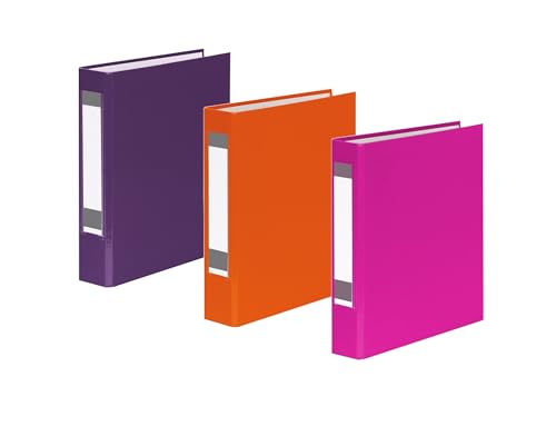 3x Ringbuch mit Rückenschild / DIN A5 / 2-Ring / je 1x lila, orange und pink von Livepac-Office