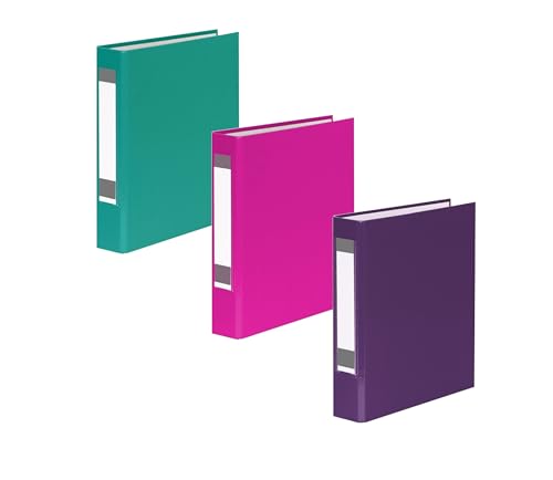 3x Ringbuch mit Rückenschild / DIN A5 / 2-Ring / je 1x lila, türkis und pink von Livepac-Office