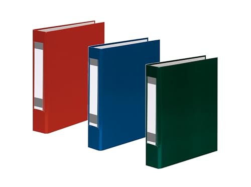 3x Ringbuch mit Rückenschild / DIN A5 / 2-Ring / je 1x rot, blau und grün von Livepac-Office