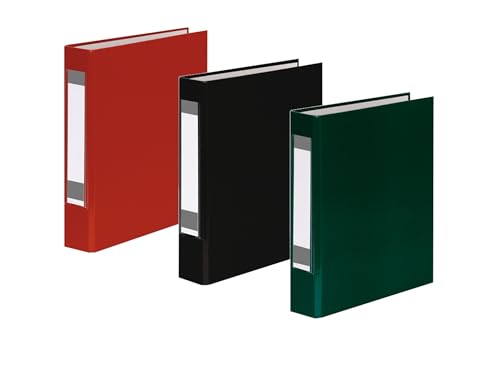 3x Ringbuch mit Rückenschild / DIN A5 / 2-Ring / je 1x rot, schwarz und grün von Livepac-Office