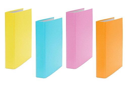 4x Ringbuch / DIN A5 / 4-Ring Ordner / je 1x gelb, türkis, pink und orange von Livepac Office