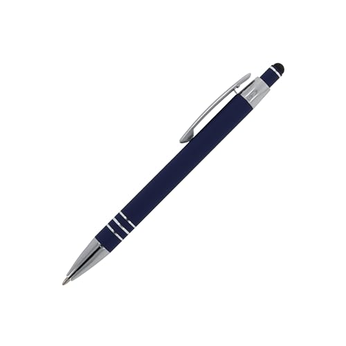 5x Touchpen Kugelschreiber / aus Metall / mit Soft-Touch / Farbe: dunkelblau von Livepac-Office