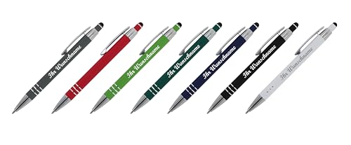 7x Touchpen Kugelschreiber mit Namensgravur - aus Metall - Soft-Touch - 7 Farben von Livepac-Office