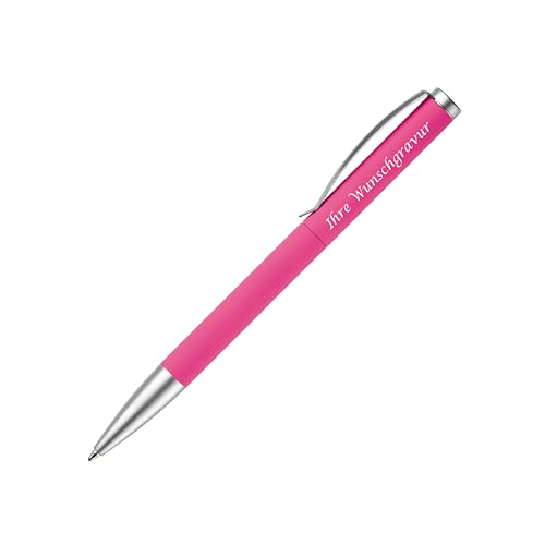 Dreh-Kugelschreiber mit Gravur / aus Metall / mit Soft Touch / Farbe: pink von Livepac-Office