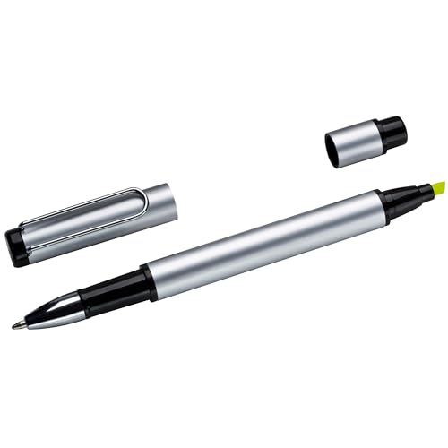 Duo-Pen / aus Metall / mit Kugelschreiber schwarzscheibend + Textmarker von Livepac-Office