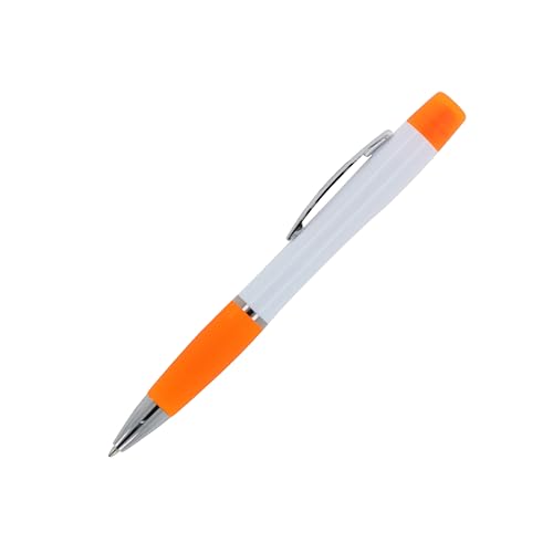 Kugelschreiber / mit dreifarbigen Textmarker / Farbe: weiß-orange von Livepac-Office