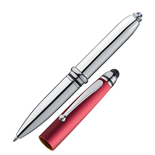 Livepac-Office 5x Touchpen Kugelschreiber/mit LED Licht und Touchscreenstift/silber-rot von Livepac-Office