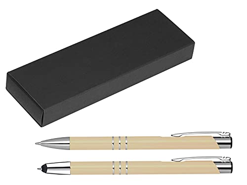 Metall Schreibset / Touchpen Kugelschreiber + Kugelschreiber / Farbe: elfenbein von Livepac Office