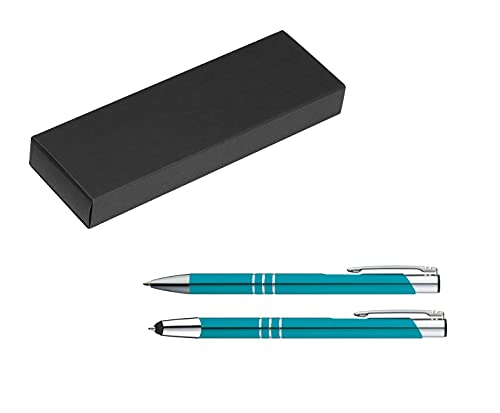 Metall Schreibset / Touchpen Kugelschreiber + Kugelschreiber / Farbe: türkis von Livepac Office