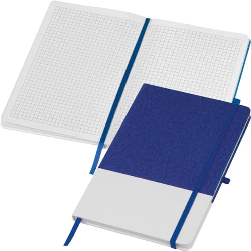 Notizbuch mit PU-Cover / A5 / 160 karierte Seiten / Farbe: weiß-blau von Livepac-Office