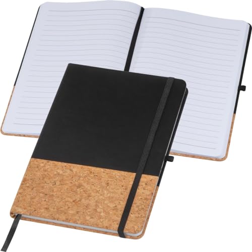 Notizbuch mit PU-Kork Cover / A5 / 160 linierte Seiten / Farbe: schwarz von Livepac-Office