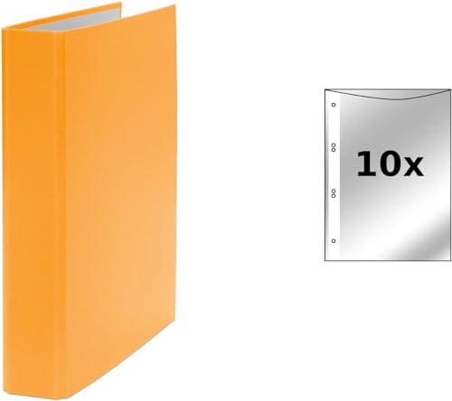 Ringbuch / DIN A5 / 2-Ring Ordner / Farbe: orange + 10 Prospekthüllen von Livepac Office