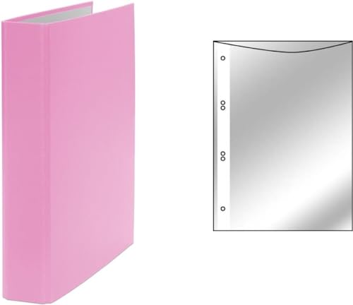 Ringbuch / DIN A5 / 2-Ring Ordner / Farbe: pink + 10 Prospekthüllen von Livepac Office