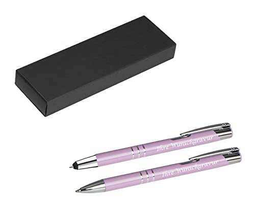 Schreibset mit Gravur / Touchpen Kugelschreiber + Kugelschreiber / pastell lila von Livepac-Office