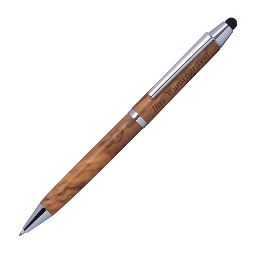 Touchpen Holz Kugelschreiber mit Gravur / aus Olivenholz von Livepac-Office