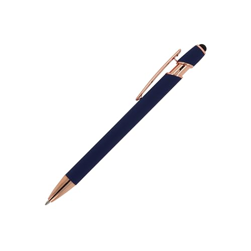 Touchpen Kugelschreiber "Roségold" / aus Metall / Soft-Touch / Farbe: dunkelblau von Livepac-Office