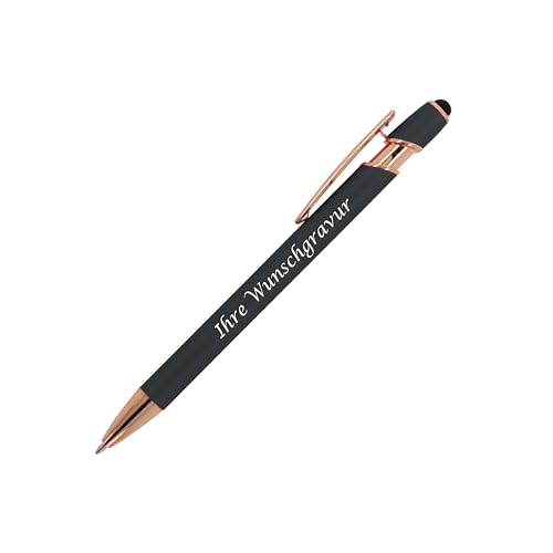 Touchpen Kugelschreiber "Roségold" mit Gravur / aus Metall / Farbe: grau von Livepac-Office