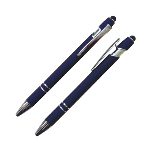 Touchpen-Kugelschreiber aus Metall / gummiert / Farbe: blau von Livepac-Office