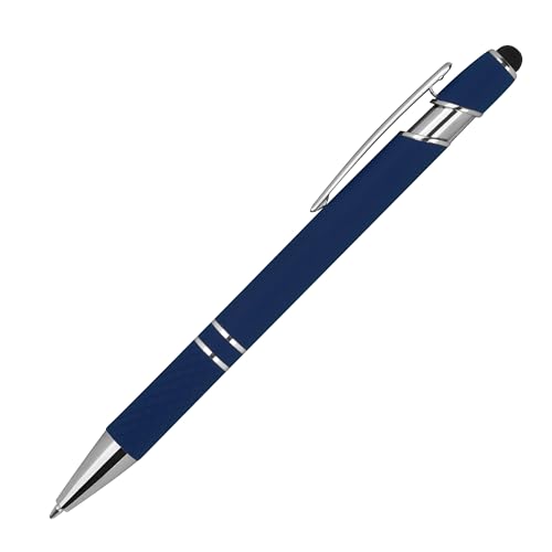 Touchpen Kugelschreiber aus Metall / mit Muster / Farbe: dunkelblau von Livepac-Office