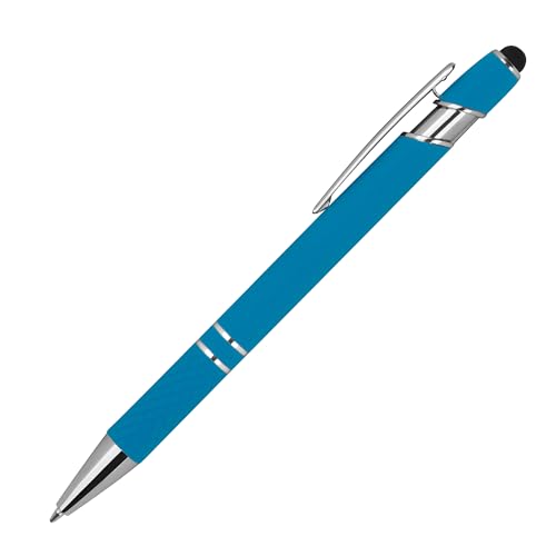 Touchpen Kugelschreiber aus Metall / mit Muster / Farbe: hellblau von Livepac-Office