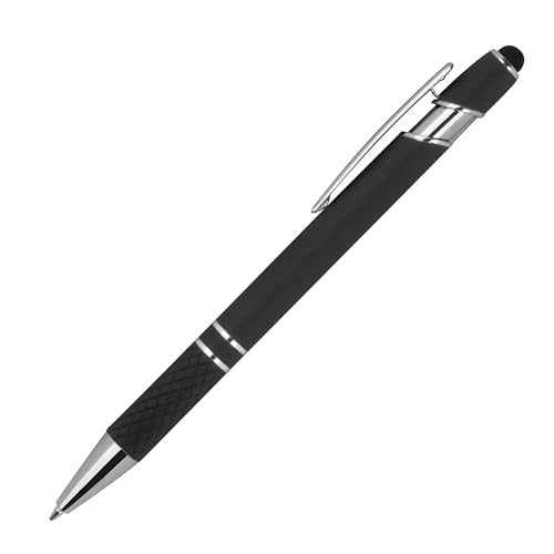 Touchpen Kugelschreiber aus Metall / mit Muster / Farbe: schwarz von Livepac-Office