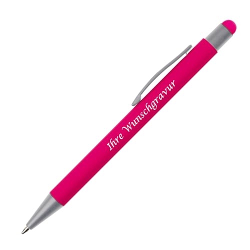 Touchpen Kugelschreiber mit Gravur / aus Metall / Farbe: pink von Livepac-Office