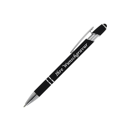 Touchpen Kugelschreiber mit Gravur / aus Metall / Soft-Touch / Farbe: schwarz von Livepac-Office