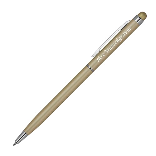 Touchpen Kugelschreiber mit Gravur / schlankes design / Farbe: gold von Livepac-Office