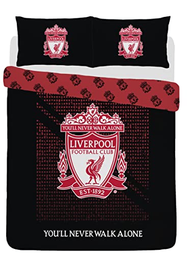 Liverpool Fußball-Bettwäsche-Set, Einzel- oder Doppelbett-Set mit Kissenbezug, LFC Netzstoff, Fußballgeschenke für Jungen (Doppelbett), Rot/Schwarz von Liverpool FC