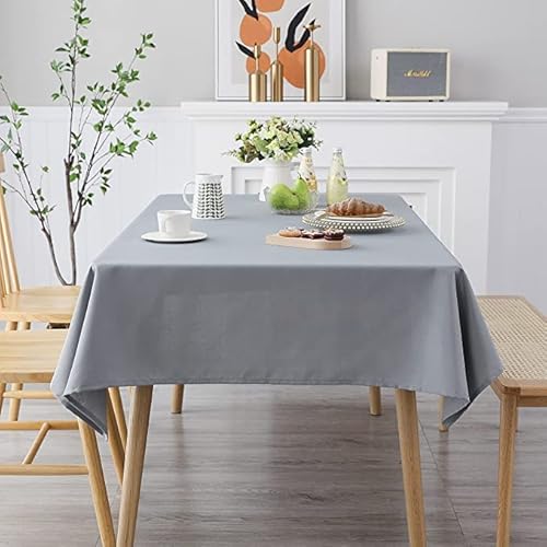 LivinEase Tischdecke 140 x 240 cm – Grau Rechteckige Tischdecke aus Baumwollmischung 250 g/m² für 6- bis 10-Sitzer-Tisch – Elegante drapierte Tischdecke für den Weihnachtstisch von LivinEase