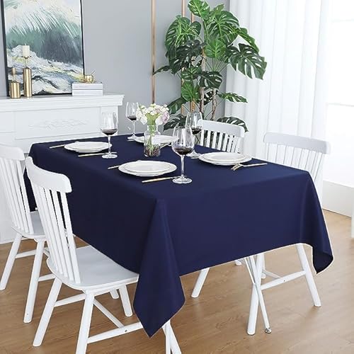 LivinEase Tischdecke 140 x 200 cm – Marine Rechteckige Tischdecke aus Baumwollmischung 250 g/m² für 4- bis 6-Sitzer-Tisch – Elegante drapierte Tischdecke für den Weihnachtstisch von LivinEase