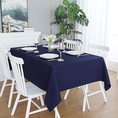 LivinEase Tischdecke 140 x 240 cm – Marine Rechteckige Tischdecke aus Baumwollmischung 250 g/m² für 6- bis 10-Sitzer-Tisch – Elegante drapierte Tischdecke für den Weihnachtstisch von LivinEase