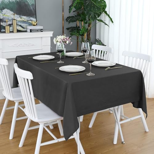 LivinEase Tischdecke – Rechteckige Tischdecke aus Baumwollmischung 250 g/m² – elegant drapierende Tischdecke für den Weihnachtstisch (Holzkohle, Table Cloth (140 x 200 cm)) von LivinEase