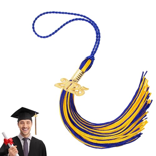 2025 Quaste Graduation, Graduation Quaste 2025 Graduation Cap Tassel Glod Blue Graduation Quaste mit 2025 Gold Charm für Graduation Cap Graduation Party Dekoration Zeremonien Zubehör von Liwidon