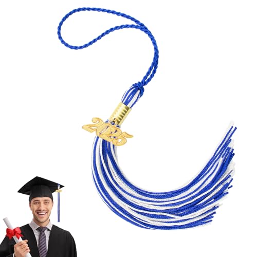 2025 Quaste Graduierung, Graduation Quaste 2025 Graduation Cap Quaste Weiß Blau Graduation Quaste mit 2025 Gold Charm für Abschluss Cap Graduation Party Dekoration Zeremonien Zubehör von Liwidon