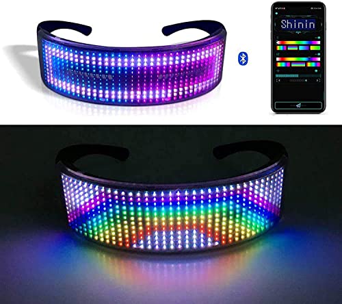 Lixada Einzigartige LED-Gläser, LED Brille BT APP Steuerung für Party | DIY Flashing Emotions Sonnenbrille für Männer Frauen Kinder | USB wiederaufladbar von Lixada