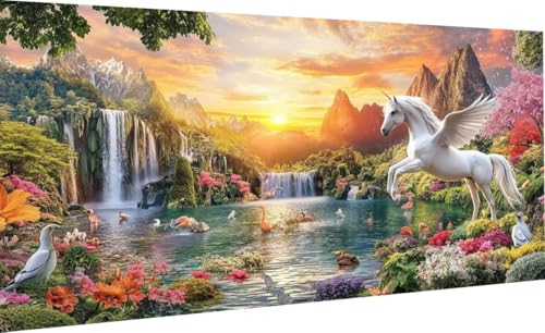 Diamond Painting Landschaft Diamant Painting Bilder Einhorn Diamond Painting Erwachsene, DIY Diamant Kunst Malerei Stickerei Set Kreuzstich Bilder für Wand Home Decor Frau Geschenke 30x60cm LX-297 von Lixfagng